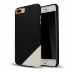 Wholesale iPhone 8 / 7 Cool Striped Armor PU Leather Case (Black White)